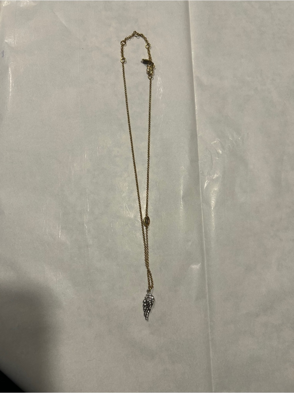 Vintage Juicy Couture Gold-Tone Necklace with Angel Wing Pendant